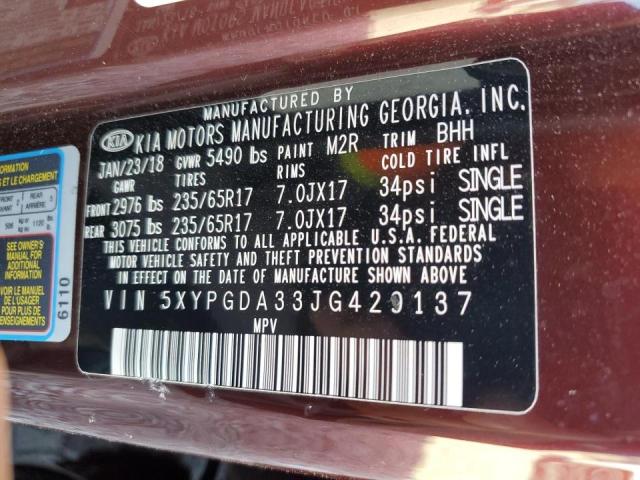 Photo 14 from auction – 2018 KIA SORENTO LX with VIN 5XYPGDA33JG429137