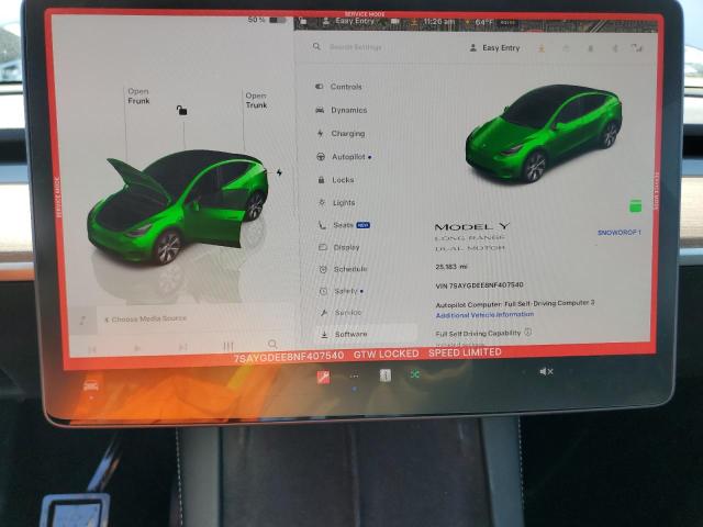 Photo 9 from auction – 2022 TESLA MODEL Y with VIN 7SAYGDEE8NF407540