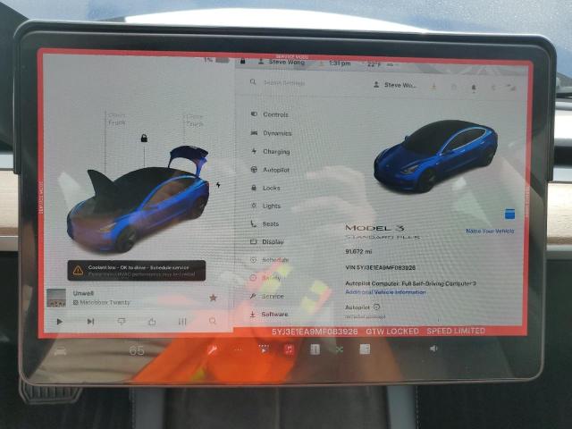 Photo 9 from auction – 2021 TESLA MODEL 3 with VIN 5YJ3E1EA9MF083926