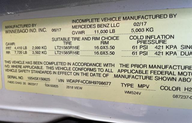 Photo 10 from auction – 2017 MERCEDES-BENZ SPRINTER 3 with VIN WDAPF4CC8H9708677