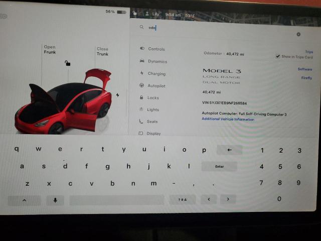 Photo 9 from auction – 2022 TESLA MODEL 3 with VIN 5YJ3E1EB9NF268584