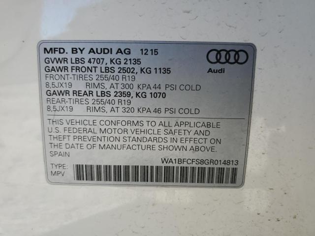 Photo 14 from auction – 2016 AUDI Q3 PREMIUM with VIN WA1BFCFS8GR014813