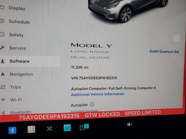 Photo 9 from auction – 2023 TESLA MODEL Y with VIN 7SAYGDEE9PA192315