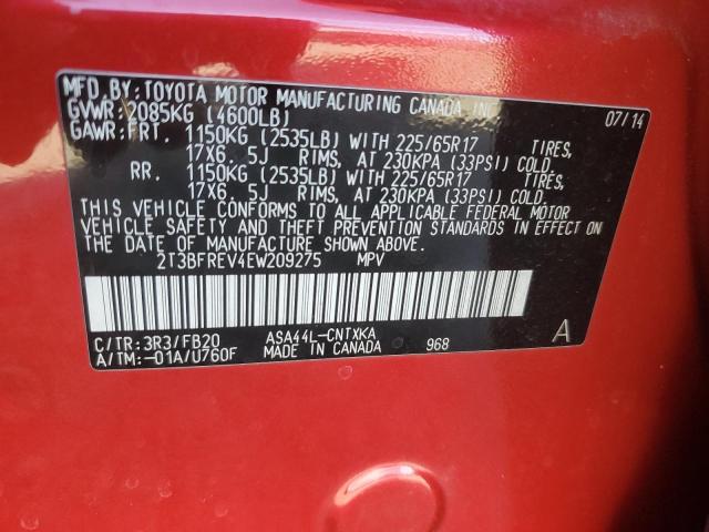 Photo 14 from auction – 2014 TOYOTA RAV4 LE with VIN 2T3BFREV4EW209275