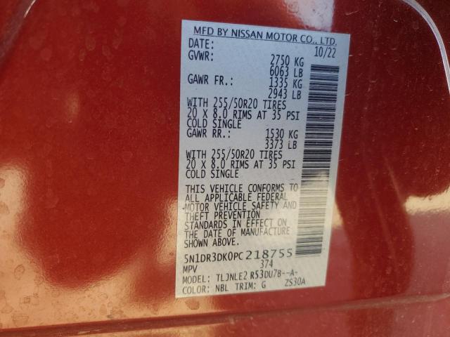 Photo 14 from auction – 2023 NISSAN PATHFINDER with VIN 5N1DR3DK0PC218755