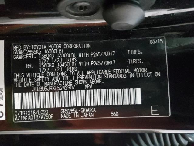 Photo 14 from auction – 2015 TOYOTA 4RUNNER SR with VIN JTEBU5JRXF5242907