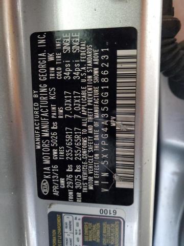 Photo 14 from auction – 2016 KIA SORENTO LX with VIN 5XYPG4A35GG186231