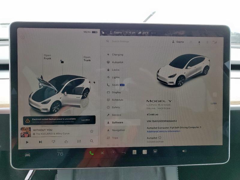 Photo 9 from auction – 2023 TESLA MODEL Y with VIN 7SAYGDEE6PA094052