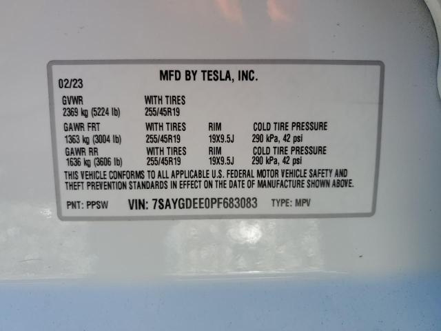 Photo 14 from auction – 2023 TESLA MODEL Y with VIN 7SAYGDEE0PF683083