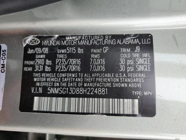 Photo 14 from auction – 2008 HYUNDAI SANTA FE G with VIN 5NMSG13D88H224881