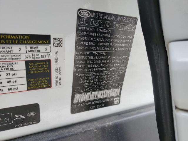 Photo 14 from auction – 2020 LAND ROVER RANGE ROVE with VIN SALGS2SEXLA597923