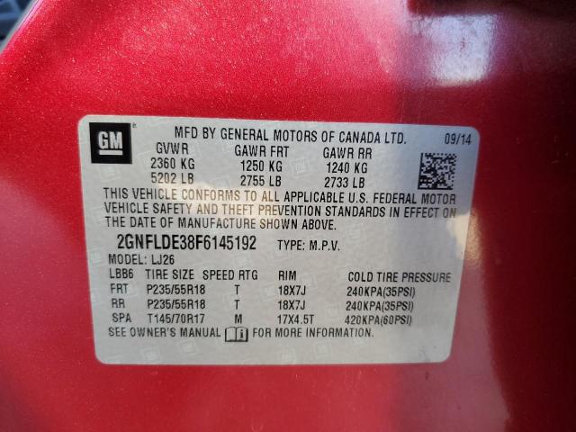 Photo 14 from auction – 2015 CHEVROLET EQUINOX LT with VIN 2GNFLDE38F6145192