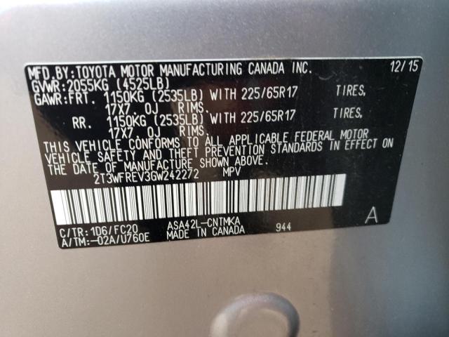 Photo 14 from auction – 2016 TOYOTA RAV4 XLE with VIN 2T3WFREV3GW242272