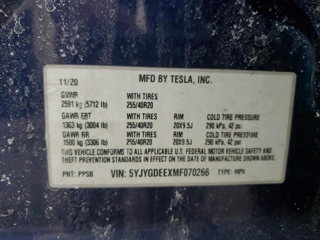 Photo 14 from auction – 2021 TESLA MODEL Y with VIN 5YJYGDEEXMF070266