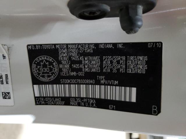 Photo 14 from auction – 2011 TOYOTA SIENNA XLE with VIN 5TDDK3DC7BS008940