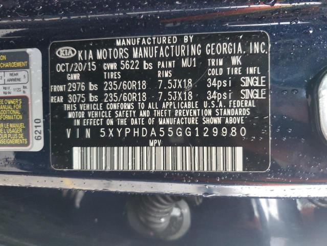 Photo 14 from auction – 2016 KIA SORENTO EX with VIN 5XYPHDA55GG129980