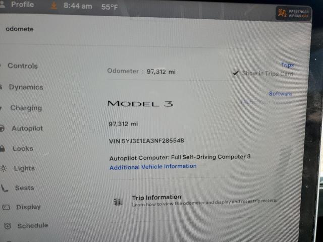 Photo 9 from auction – 2022 TESLA MODEL 3 with VIN 5YJ3E1EA3NF285548