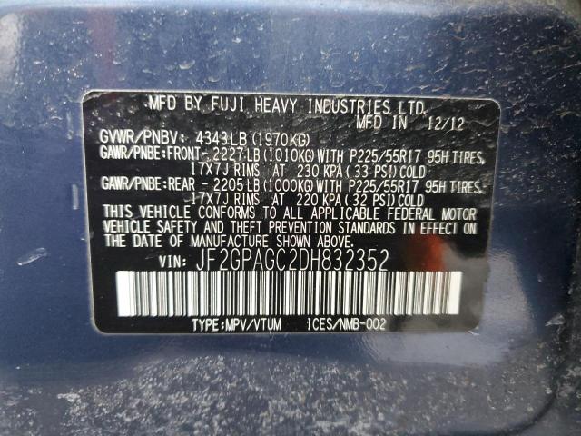 Photo 14 from auction – 2013 SUBARU XV CROSSTR with VIN JF2GPAGC2DH832352