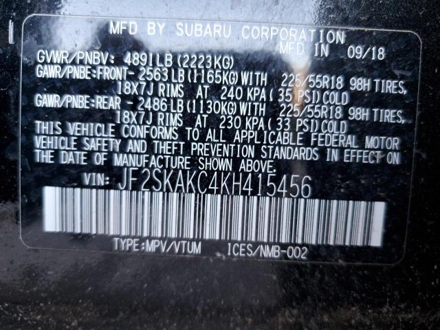 Photo 14 from auction – 2019 SUBARU FORESTER S with VIN JF2SKAKC4KH415456