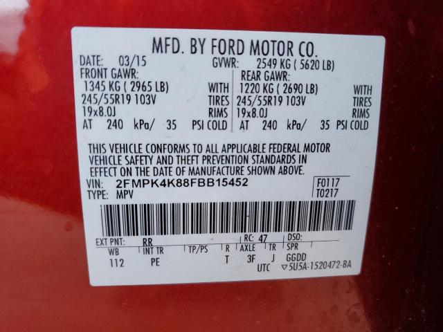 Photo 14 from auction – 2015 FORD EDGE TITAN with VIN 2FMPK4K88FBB15452