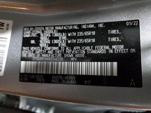 Photo 14 from auction – 2022 TOYOTA HIGHLANDER with VIN 5TDGBRCH4NS546206