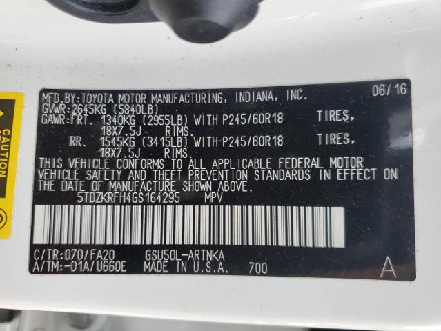 Photo 14 from auction – 2016 TOYOTA HIGHLANDER with VIN 5TDZKRFH4GS164295