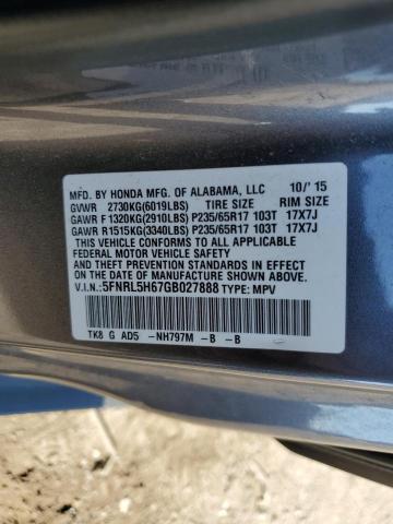 Photo 14 from auction – 2016 HONDA ODYSSEY EX with VIN 5FNRL5H67GB027888