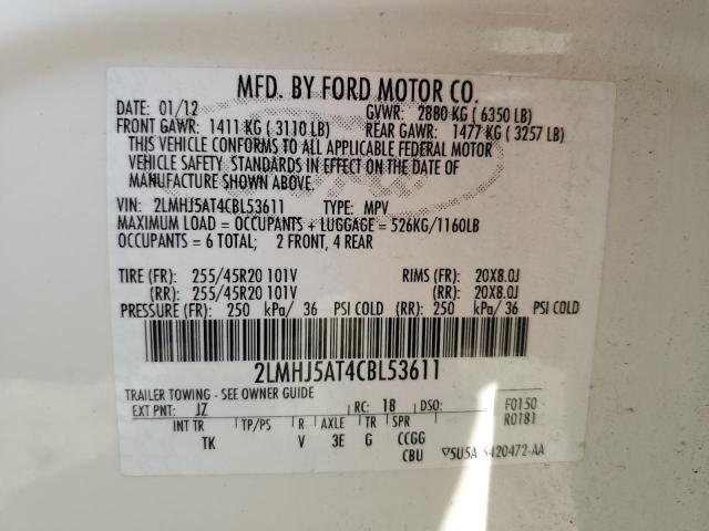 Photo 14 from auction – 2012 LINCOLN MKT with VIN 2LMHJ5AT4CBL53611