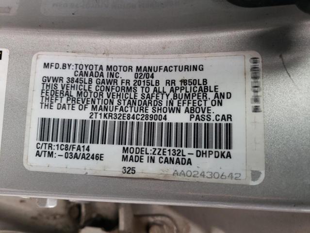Photo 14 from auction – 2004 TOYOTA COROLLA MA with VIN 2T1KR32E84C289004