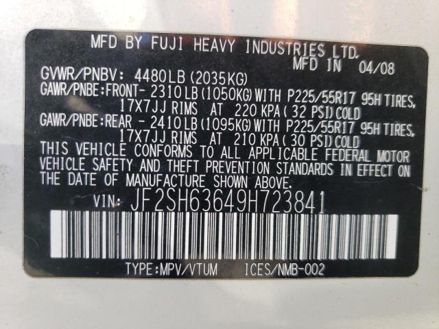 Photo 14 from auction – 2009 SUBARU FORESTER 2 with VIN JF2SH63649H723841