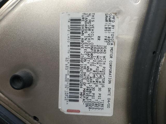 Zdjęcie 14 z aukcji – 2000 LEXUS RX 300 z VIN JT6GF10U2Y0070284