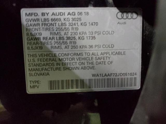 Photo 14 from auction – 2018 AUDI Q7 PREMIUM with VIN WA1LAAF72JD051024