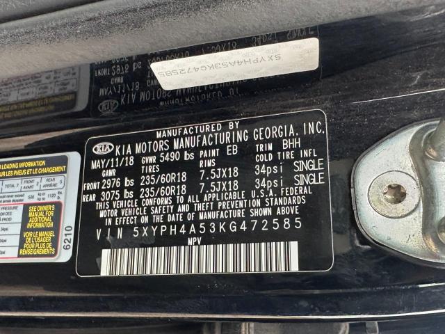 Photo 10 from auction – 2019 KIA SORENTO EX with VIN 5XYPH4A53KG472585