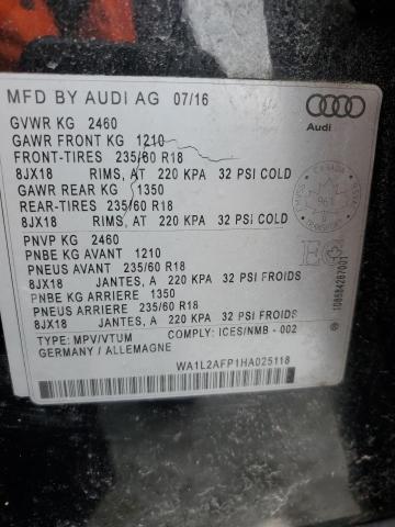 Photo 14 from auction – 2017 AUDI Q5 PREMIUM with VIN WA1L2AFP1HA025118