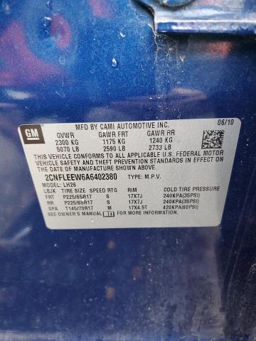 Zdjęcie 14 z aukcji – 2010 CHEVROLET EQUINOX LT z VIN 2CNFLEEW6A6402380