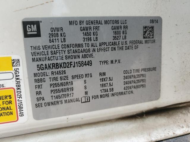 Photo 14 from auction – 2015 BUICK ENCLAVE with VIN 5GAKRBKD2FJ158449