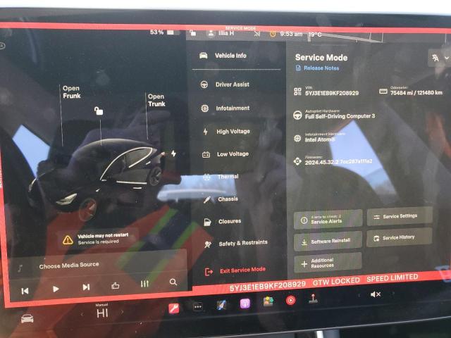 Photo 9 from auction – 2019 TESLA MODEL 3 with VIN 5YJ3E1EB9KF208929