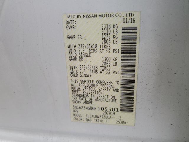 Photo 14 from auction – 2016 NISSAN MURANO S with VIN 5N1AZ2MG0GN105501