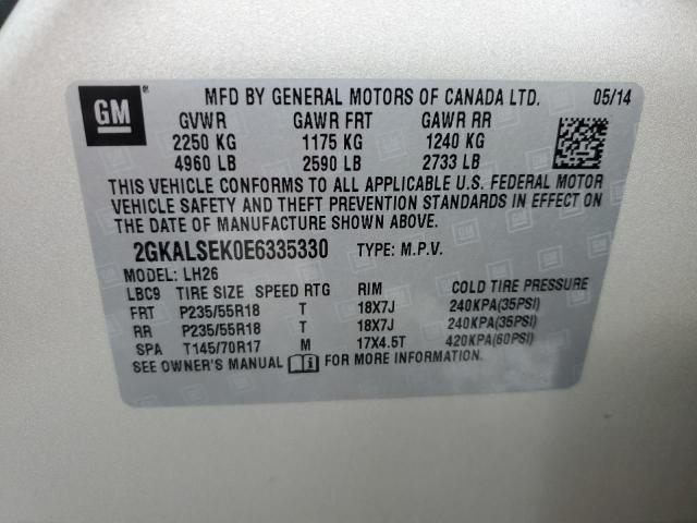 Photo 14 from auction – 2014 GMC TERRAIN SL with VIN 2GKALSEK0E6335330