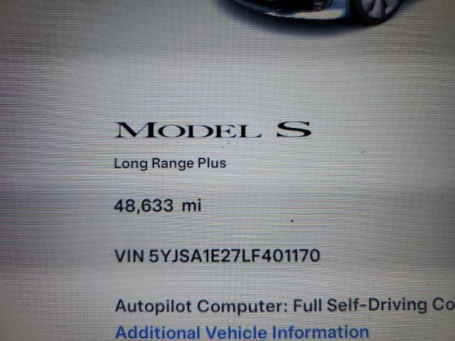 Photo 9 from auction – 2020 TESLA MODEL S with VIN 5YJSA1E27LF401170