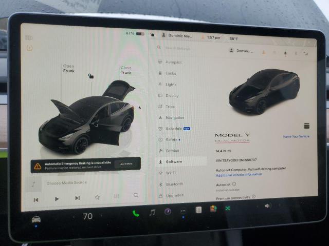 Photo 9 from auction – 2022 TESLA MODEL Y with VIN 7SAYGDEF3NF556737