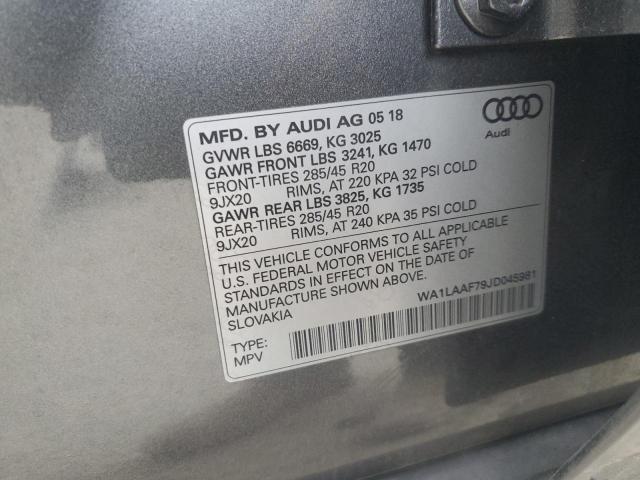 Photo 14 from auction – 2018 AUDI Q7 PREMIUM with VIN WA1LAAF79JD045981