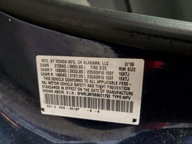 Photo 14 from auction – 2006 HONDA ODYSSEY EX with VIN 5FNRL38706B071792