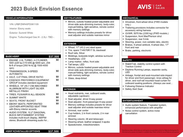 Photo 12 from auction – 2023 BUICK ENVISION E with VIN LRBFZNR40PD061109