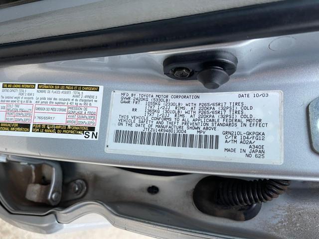 Photo 10 from auction – 2004 TOYOTA 4RUNNER SR with VIN JTEZU14R948013004