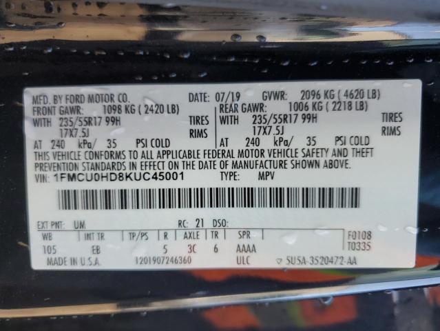 Photo 14 from auction – 2019 FORD ESCAPE SEL with VIN 1FMCU0HD8KUC45001