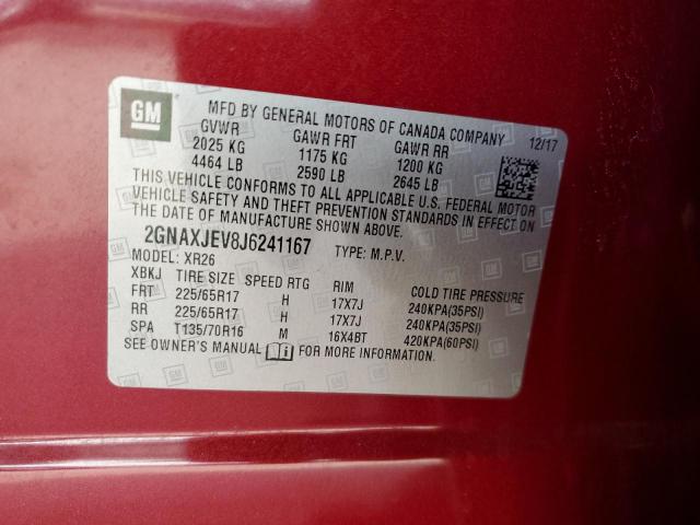 Photo 14 from auction – 2018 CHEVROLET EQUINOX LT with VIN 2GNAXJEV8J6241167