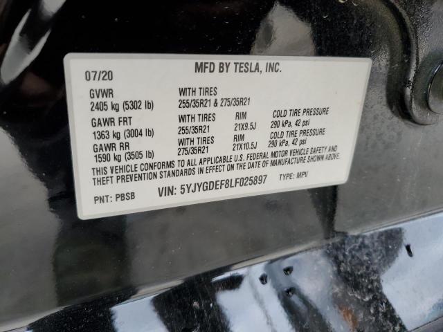 Photo 14 from auction – 2020 TESLA MODEL Y with VIN 5YJYGDEF8LF025897