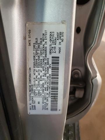 Photo 14 from auction – 2003 TOYOTA 4RUNNER SR with VIN JTEBU14R030020308