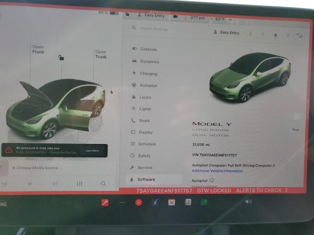 Photo 9 from auction – 2022 TESLA MODEL Y with VIN 7SAYGAEE4NF517757